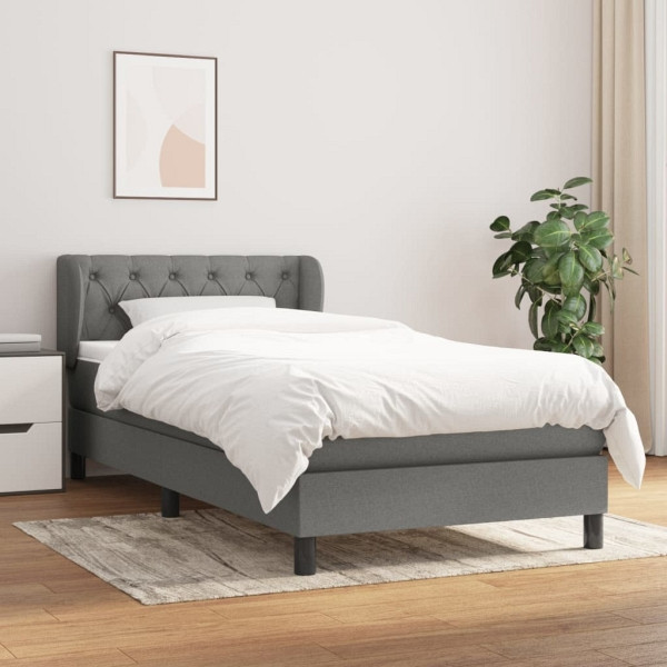 vidaXL Boxspringbett mit Matratze Dunkelgrau 80x200 cm Stoff, 3126438