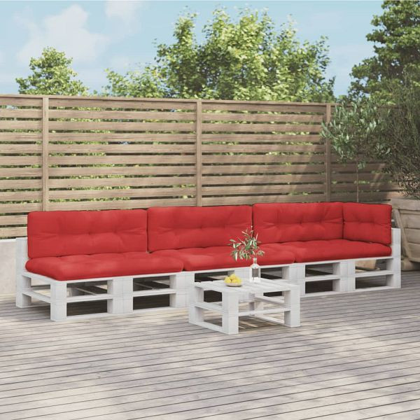 vidaXL Palettenkissen 7-teilig Rot Stoff, Füllmaterial: Hohlfaser, 3217148