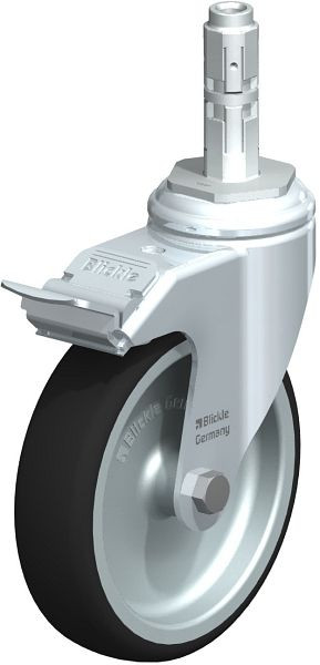 Blickle LKRA-PATH 126G-11-FI-E12 Apparate-Lenkrolle mit Rückenloch & Feststeller, Thermoplastisches Polyurethan, Grau, 848840