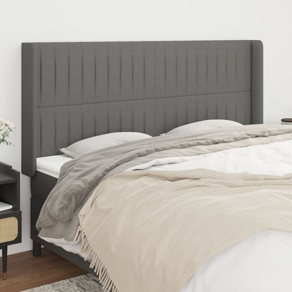 vidaXL Kopfteil mit Ohren Dunkelgrau 183x16x118/128 cm Stoff, 3119833