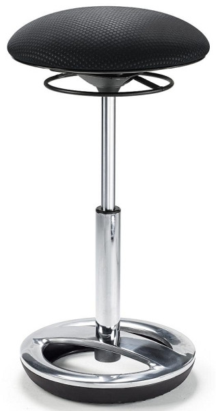 Deskin Stehhilfe SITNESS 37, Design-Standfußring Aluminium poliert, Bezug Stoff Basic BR, Farbe schwarz, 275309