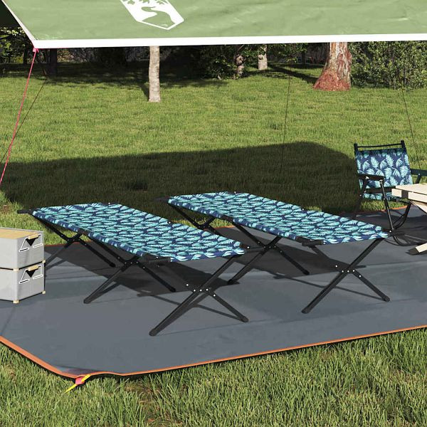 vidaXL Klapp Schlafbett fürs Camping 2 Stück Blattmuster Oxford Stoff, 42003197