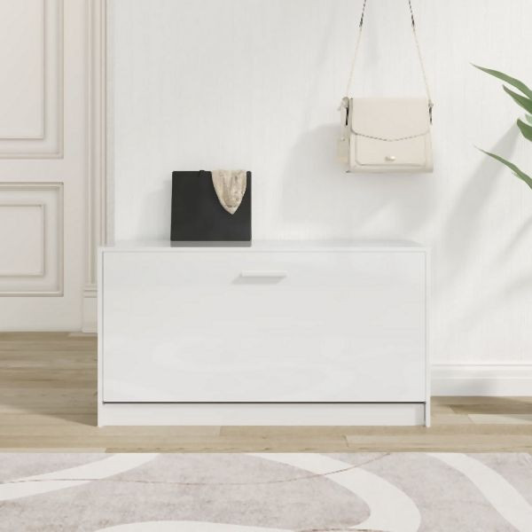 vidaXL Schuhbank Hochglanz-Weiß 80x24x45 cm Holzwerkstoff, 342643