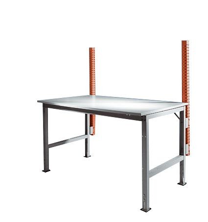 Manuflex Grund-Aufbausäulen für UNIVERSAL + PROFI Standard Grundtische, Nutzhöhe 600 mm, Rotorange, ZB3781.2001