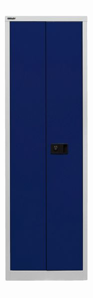 Bisley Flügeltürenschrank Universal, 4 Fachböden, 5 OH, Korpus lichtgrau, Fronten oxfordblau, E782A04B6505
