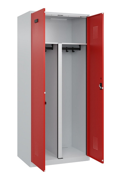 C+P PSA Schwarz-Weiß-Spind Evolo PLUS, 2 Abteile, 1850x800x500mm, 7035/3020, Zylinderschloss, 049002-22P S10032