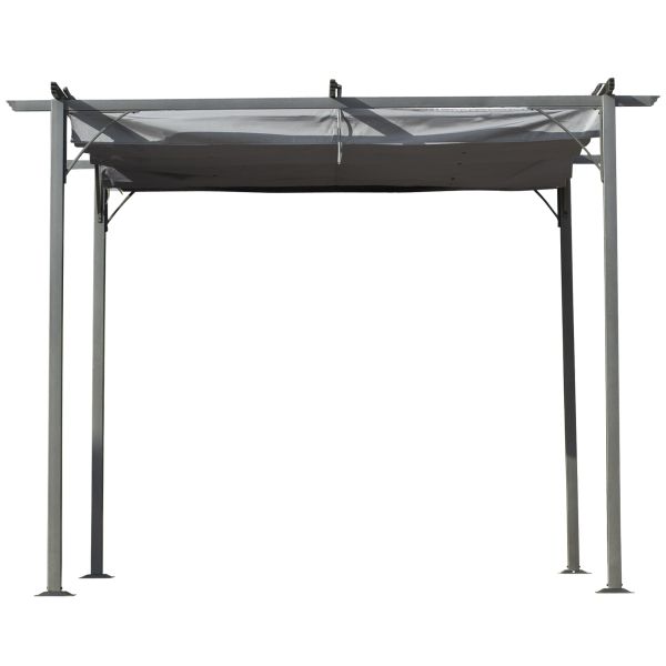 Outsunny Dakzeil voor pergola paviljoen, intrekbaar, 3 x 3 m, grijs Outsunny Dakzeil voor pergola paviljoen, intrekbaar, 3 x 3 m, grijs