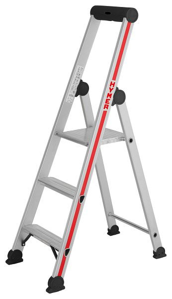 HYMER Stufenstehleiter mit Plattform, einseitig begehbar, 3 Stufen, Länge 1,37 m, Standhöhe: 0,65 m, 402603
