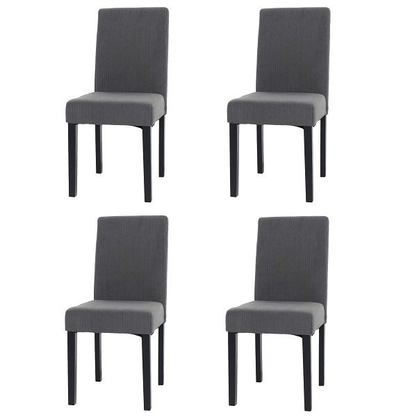 Mendler 4er-Set Esszimmerstuhl Littau, Stuhl Küchenstuhl Hochlehner, Stoff/Textil Cord Holz, dunkelgrau, dunkle Beine, 107734