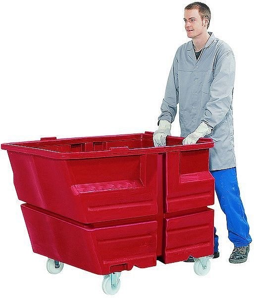 asecos Mehrzweckbehälter mit Rollen Rot Volumen 800 L, 1030x1340x900mm, 32043
