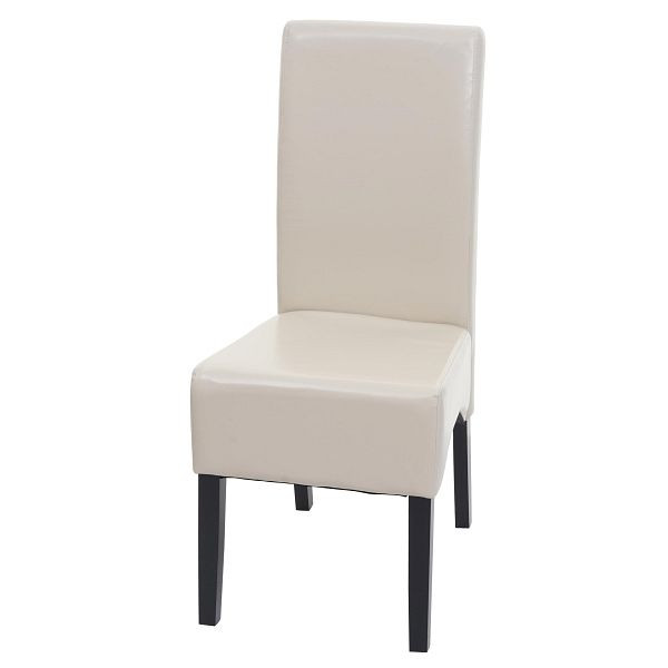 Mendler Esszimmerstuhl Latina, Küchenstuhl Stuhl, Leder, creme, dunkle Beine, 74540
