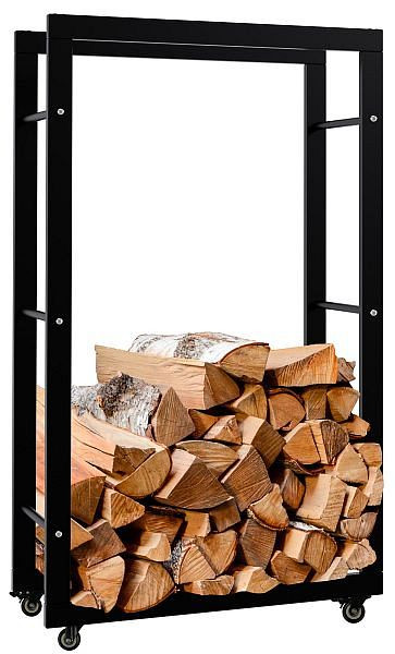 CLP Kaminholzständer Keri mit Rollen 25x60x100 mm, schwarz, 325282
