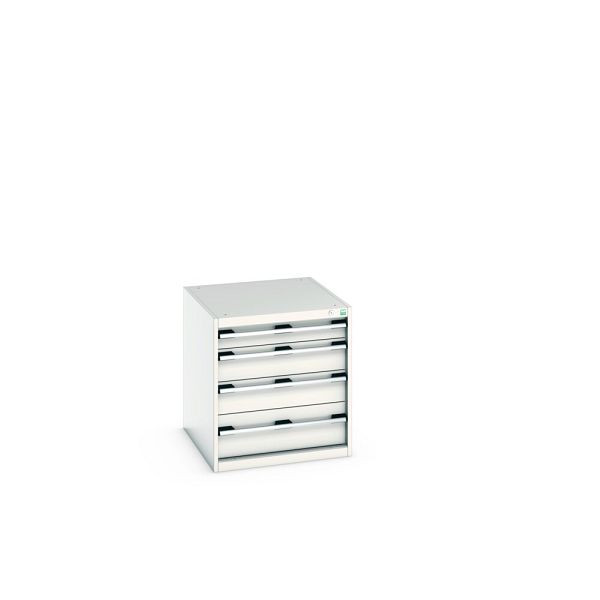 bott cubio Schubladenschrank bestückt, mit 4 Schubladen, BxTxH: 650x750x700mm, RAL 7035/7035, Lichtgrau, 40027005.16V