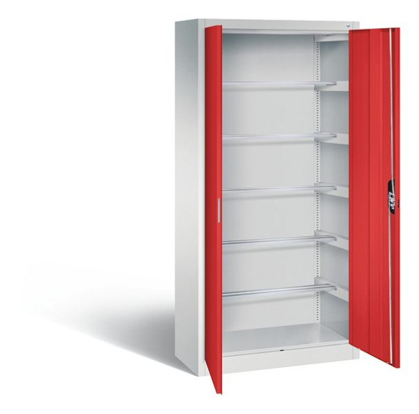 C+P Büroschrank Acurado, H1950xB930xT400mm, Farbe: Lichtgrau / feuerrot, Muldengriff, 9260-600 S10332