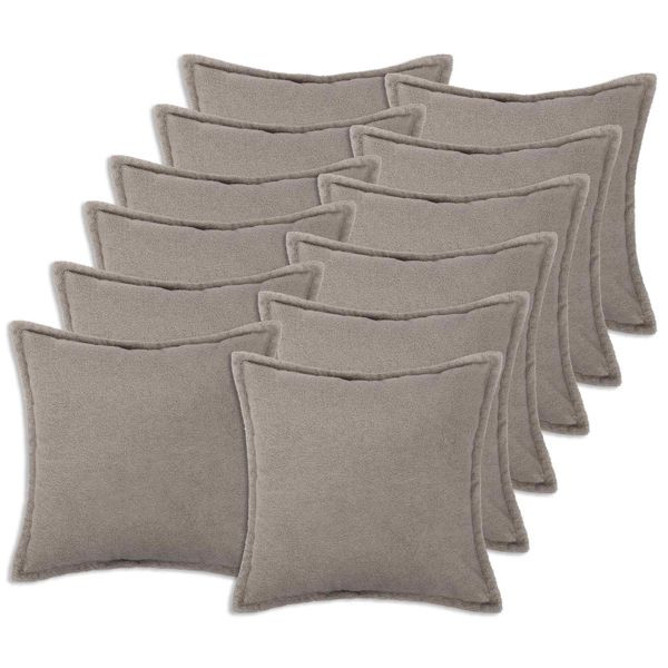 vidaXL Kissenbezug 12 pcs HOUTEN Hellgrau 45 x 45 cm Bouclé, 918663