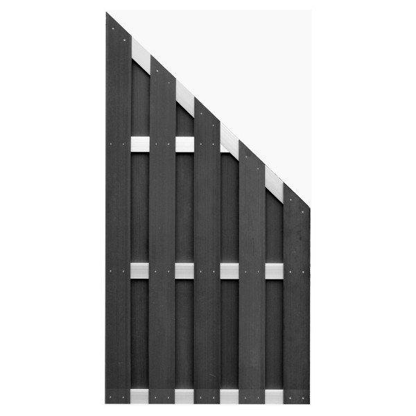 T&J ELDENA-Serie-Ecke ANTHRAZIT, 90 x 180/90 cm, WPC-Bretterzaun, 4 Querriegel ALU hell eloxiert, 44707