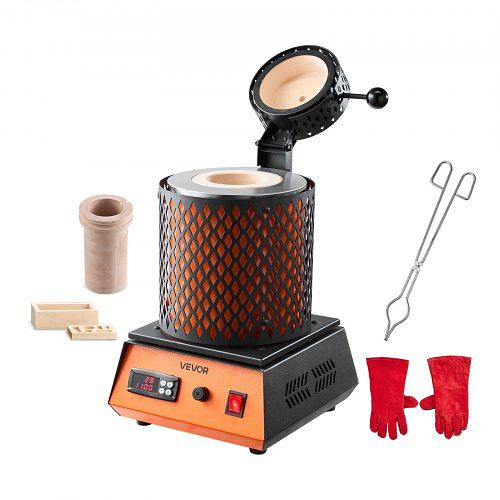 VEVOR digitaler Goldschmelzofen 5 kg, Keramiktiegel, 1500 W, 1150 ℃, Metallschmelzofen Set Schmuck Metall, Schwarz, DRJLCGTCGGHSZZPJV001V2