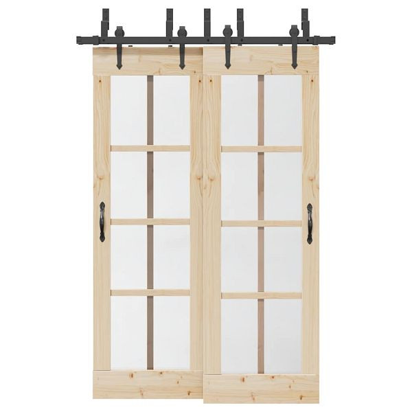 vidaXL Schiebetürbeschlag-Set 152,5 cm Stahl Schwarz, 3295725