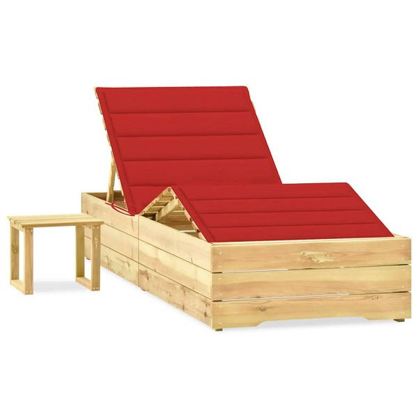 vidaXL Garten-Sonnenliege mit Tisch und Auflage Kiefer Imprägniert, 3065960