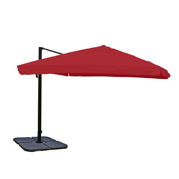 Mendler Ampelschirm HWC-A96, Gastronomie, 3x3m (Ø4,24m) Polyester Alu/Stahl 23kg, Flap, bordeaux mit Ständer, 134187+31831