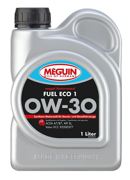 Meguin megol Motorenöl Fuel Eco 1 SAE 0W-30, Kanister Kunststoff, VE: 1 Liter, 33038