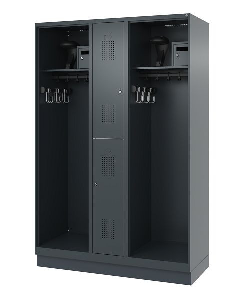 C+P Feuerwehrspind Evolo, Modell MAXI, 2 Abteile, H1850B1300T500 mm, Anthrazit, Sockel, 0496015-030 S10010