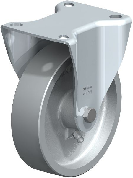 Blickle BI-G 125G Hitzebeständige Stahlblech-Bockrolle mit Anschraubplatte, Guss, Grau, 754883