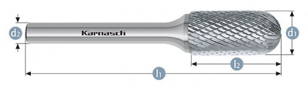 Karnasch Hartmetall-Frässtift unbeschichtet WRC/ HP-4 d1=6 / l2=18 / d2=6 / l1=150mm, VE: 2 Stück, 113022065