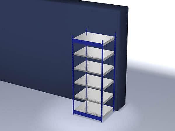 hofe Fachboden-Grundregal, 2500x800x1000 mm, 6 Fachebenen, verzinkt / RAL 5010, 200 kg Fachlast, 1800 kg Feldlast, einseitige Bedienung, RFG258010ME