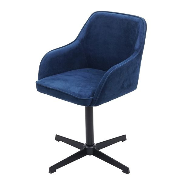 Mendler Esszimmerstuhl HWC-F82, Küchenstuhl Lehnstuhl, höhenverstellbar Drehmechanismus, Samt blau, Fuß schwarz, 73561