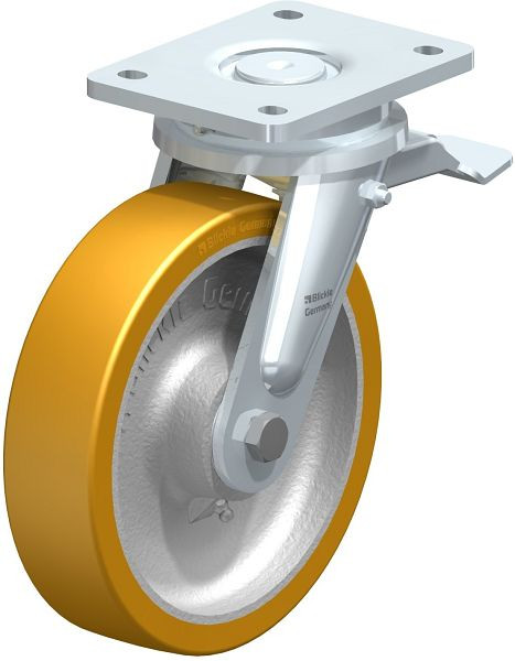 Blickle LO-GTH 200K-ST Stahlgeschweißte Schwerlast-Lenkrolle mit Feststeller, Blickle Extrathane®, Hellbraun, 272310