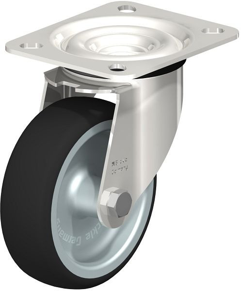 Blickle LEX-PATH 100G Edelstahl-Lenkrolle mit Anschraubplatte, Thermoplastisches Polyurethan, Grau, 847071