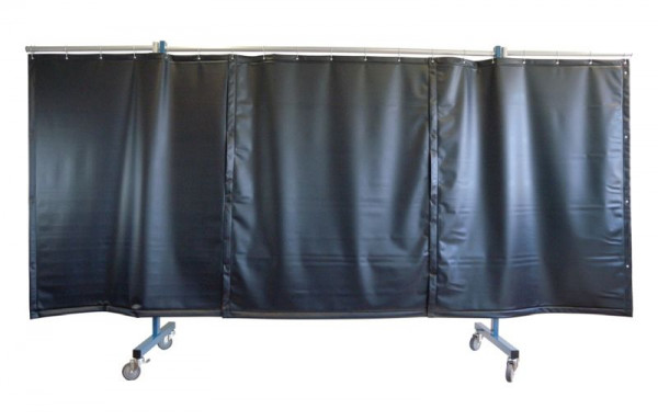 SINOtec TransFlex Schutzwand, 3-teilig, fahrbar, Vorhang 0,4mm Dicke, dunkelgrün Bausatz, B: 3700 x H: 1950 mm, 10003133