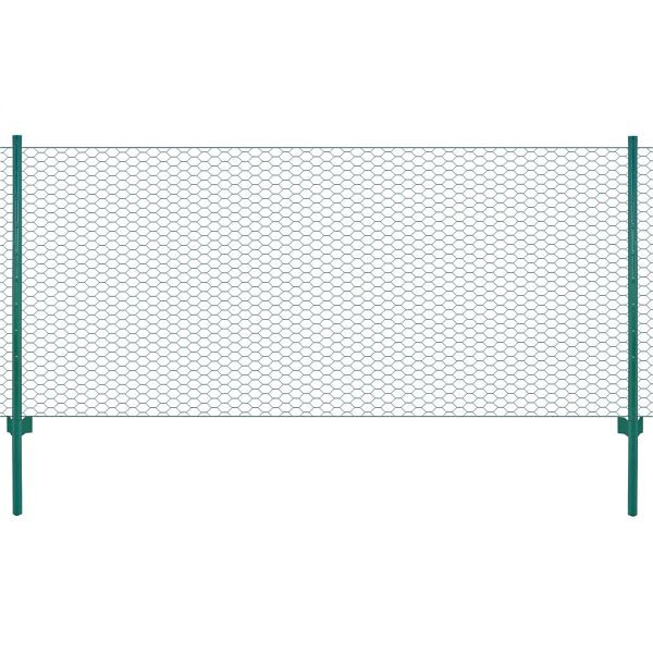 vidaXL Maschendrahtzaun mit Pfosten Stahl 25 x 0,75 m Grün, 144604