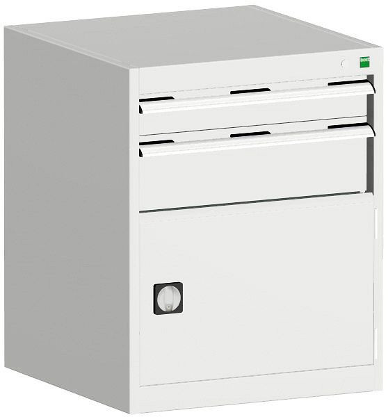 bott cubio Schubladenschrank bestückt mit 2 Schubladen, Tür BxTxH: 650 x 525 x 800 mm, RAL 7035, 40011044.16V