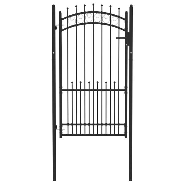 vidaXL Zauntor mit Spitzen Stahl 100x175 cm Schwarz, 146391