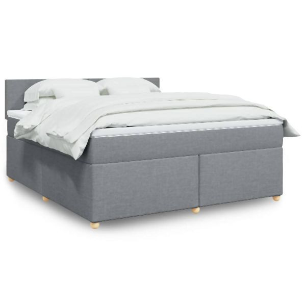 vidaXL Boxspringbett mit Matratze Hellgrau 180x200 cm Stoff, 3289052