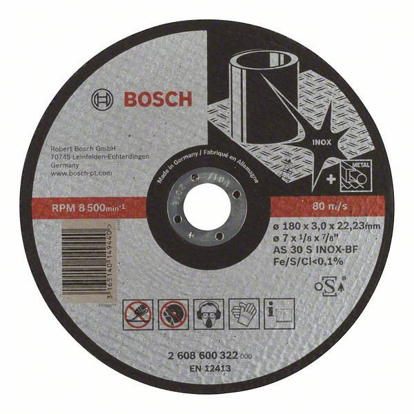 Bosch Trennscheibe gerade Expert for Inox AS 30 S INOX BF, 180 mm, 3 mm, VE: 25 Stück, 2608600322