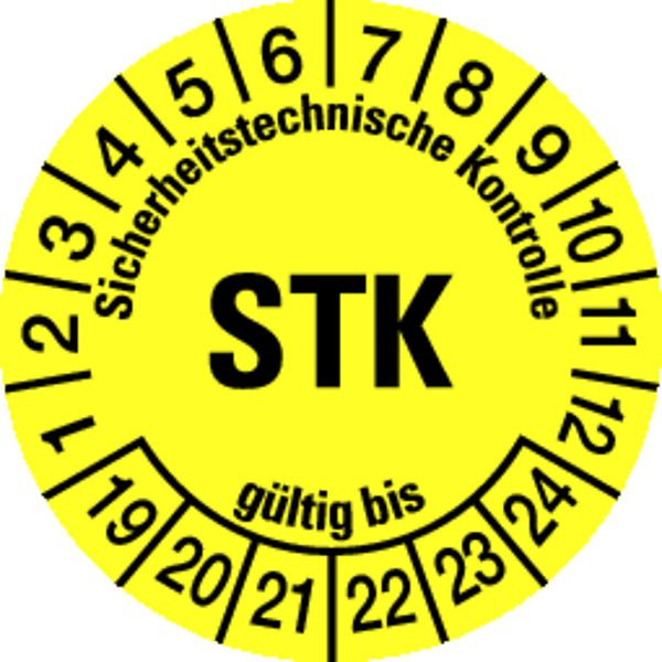 Schilder Klar Etikett STK ab 23 gelb/schwarz, 30 mm Folie selbstklebend, VE: 40 Stück, 1/05.23