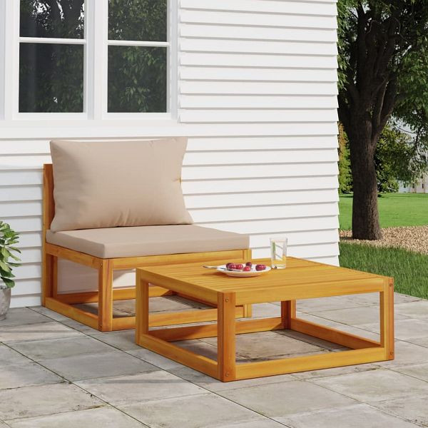 vidaXL 2-teilig Garten-Sofa-Set mit Kissen Massivholz Akazie, 360003