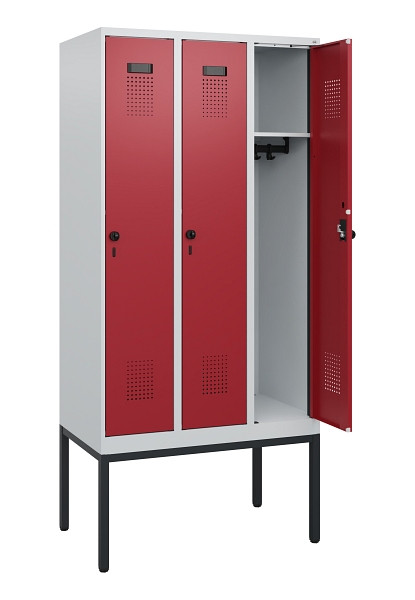 C+P Spind Evolo PLUS, Gestell, 3 Abteile, 1950x900x500mm, 7035/3003, Drehriegel, 0490305-30 S10004