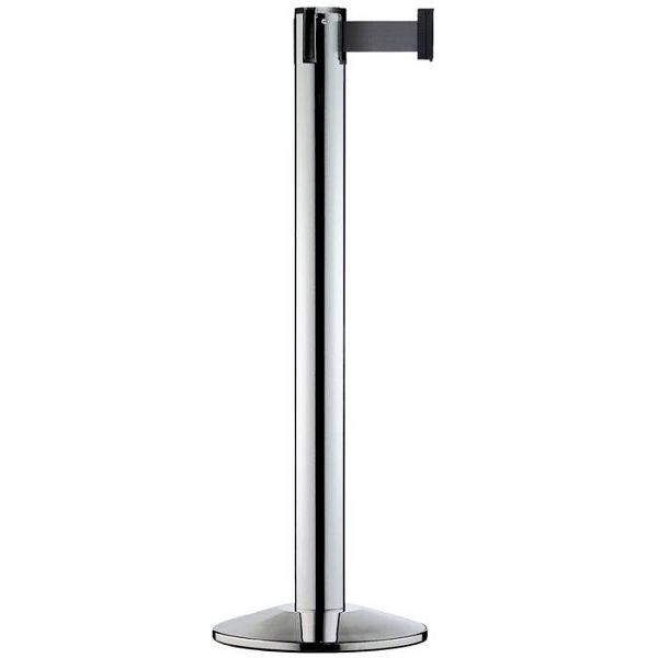 Stein HGS Personenleitsystem "Beltrac Modern" 2,3m, mobil, Stahl, messing beschichtet, Gurt: blau, Magnet-Gurtendstück, 11251-me304