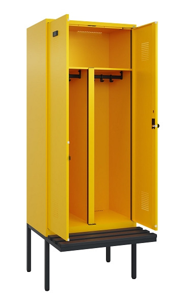 C+P PSA Doppel-Spind Evolo PLUS, Bank, 2 Abteile, 2120x800x815mm, 1023/1023, Drehriegel, Material Sitzfläche Kunststoff, 0490427-22P S10076