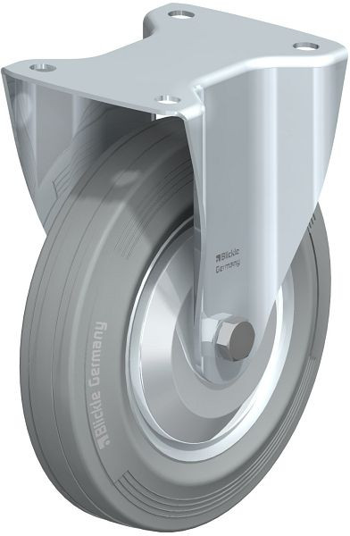 Blickle B-VE 200R-SG-FA Stahlblech-Bockrolle mit Anschraubplatte, Vollgummi, Grau, 637918