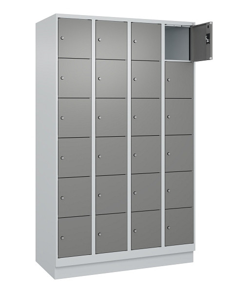 C+P Schließfachschrank Evolo PLUS, mit Sockel, 24 Fächer, 1950x1200x500mm, 7035/0005000 RDS Stahlgrau, 049020-406 S10014