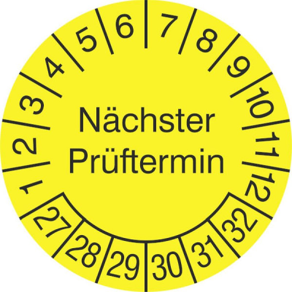 Stein HGS Prüfplaketten ohne Jahresfarbe (6 Jahre), Folie, Ø 30 mm, 2027-2032, 31.c7029-27