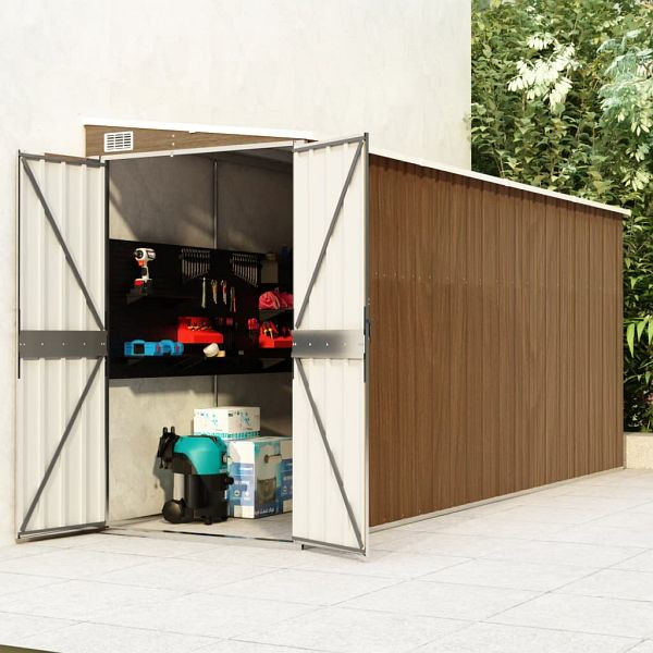 vidaXL Anbauschuppen Braun 118x382x178 cm Verzinkter Stahl, 316232
