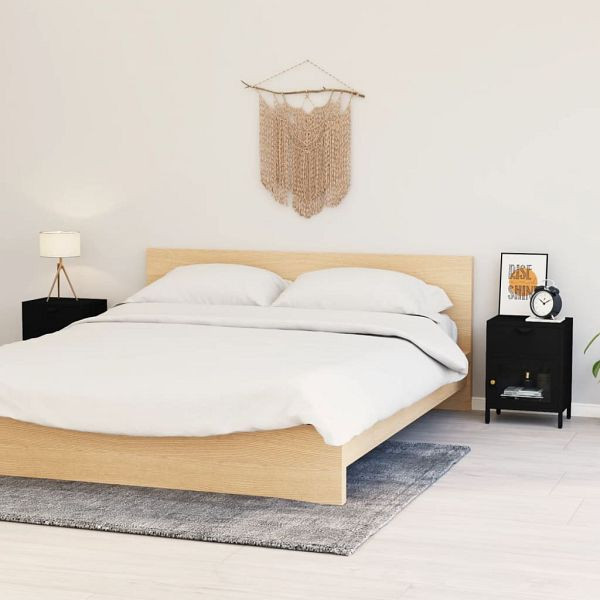 vidaXL Nachttische 2 Stück Schwarz 40x30x54,5 cm Stahl und Glas, 3095202
