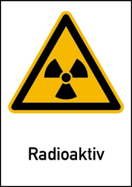 Schilder Klar Warnschild Strahlenschutz Radioaktiv (WS100), 148x210 mm Folie selbstklebend, 6400/62