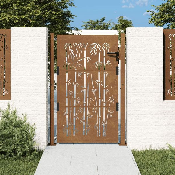 vidaXL Gartentor 105x155 cm Cortenstahl Bambus-Design, 153187
